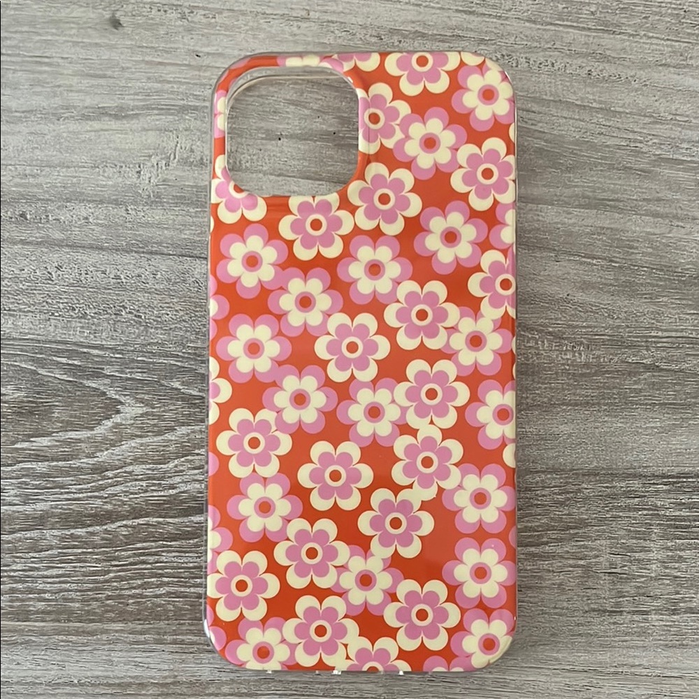 iPhone 13 Floral Pattern Phone Case - Pink and Orange